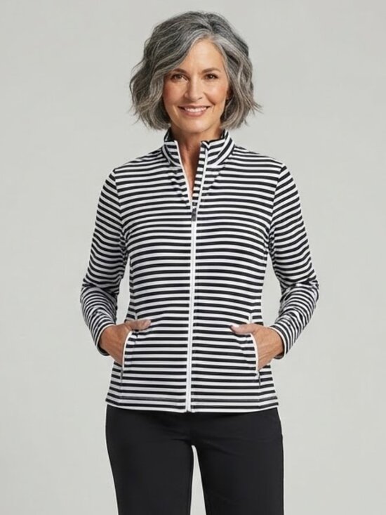 Tommy Bahama Jackets & Blazers - Tommy Bahama Everyday Active Full-Zip Jacket classic black & white stripe